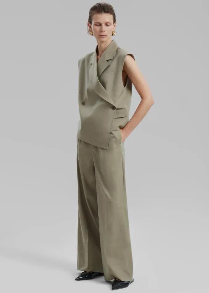 Women The Frankie Shop Bottoms Alia Wide Leg Trousers Beige