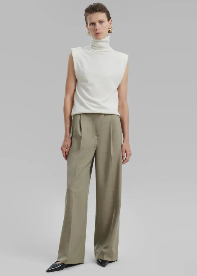 Women The Frankie Shop Bottoms Alia Wide Leg Trousers Beige
