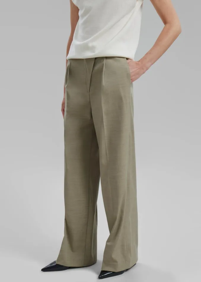 Women The Frankie Shop Bottoms Alia Wide Leg Trousers Beige