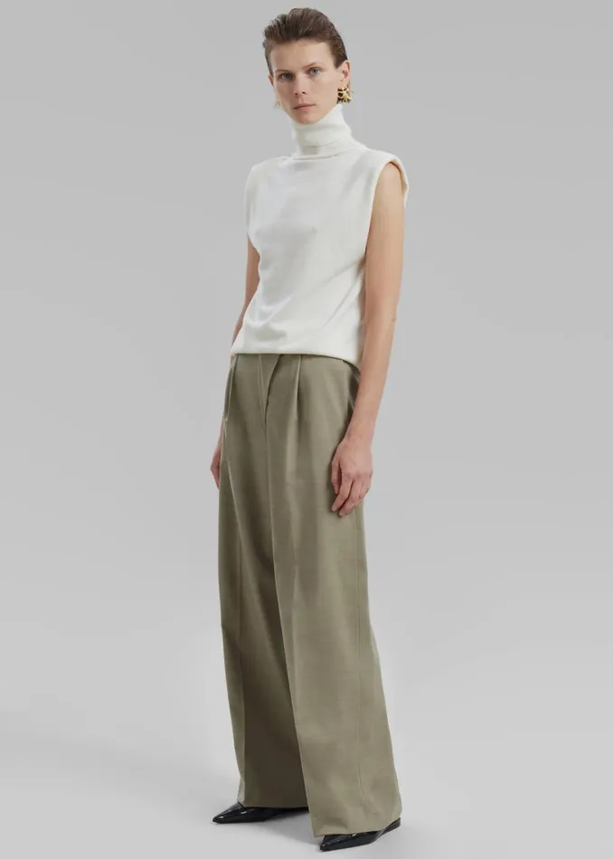 Women The Frankie Shop Bottoms Alia Wide Leg Trousers Beige