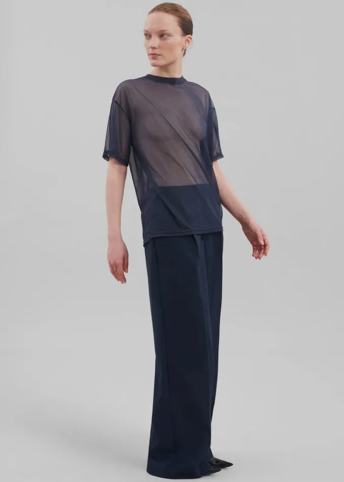 Women The Frankie Shop Bottoms Alia Wide Leg Trousers Navy