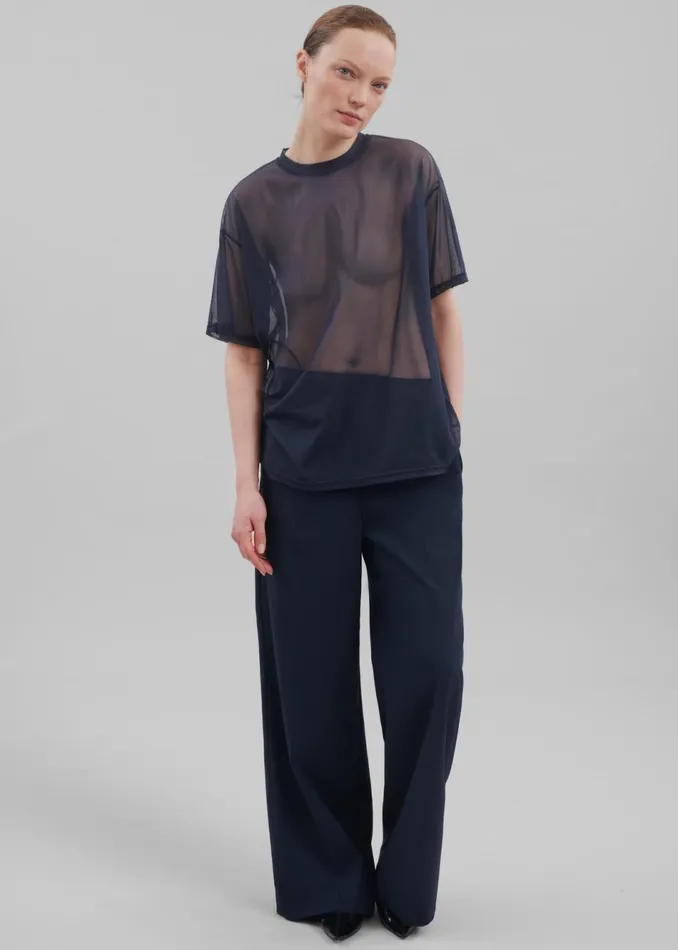 Women The Frankie Shop Bottoms Alia Wide Leg Trousers Navy