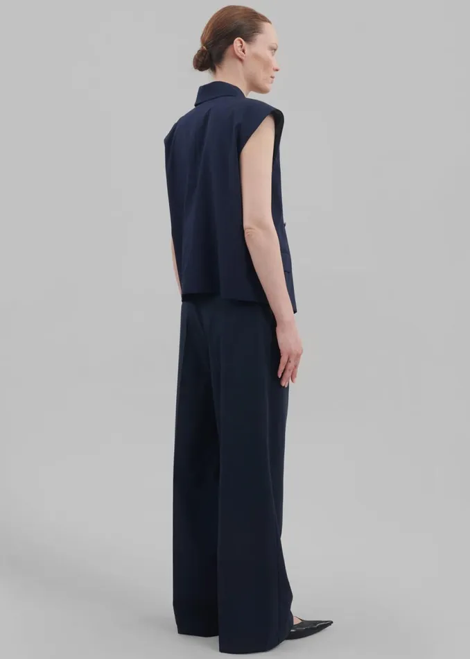Women The Frankie Shop Bottoms Alia Wide Leg Trousers Navy