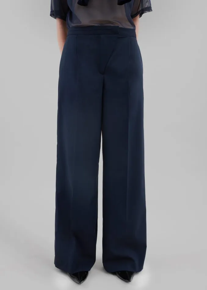 Women The Frankie Shop Bottoms Alia Wide Leg Trousers Navy