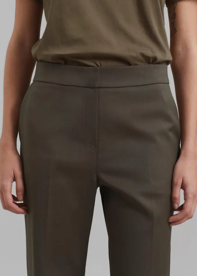 Women The Frankie Shop Bottoms Amomento Straight Fit Wool Pants Khaki
