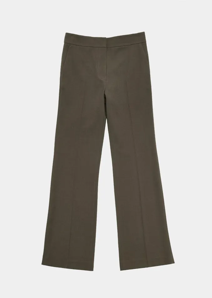 Women The Frankie Shop Bottoms Amomento Straight Fit Wool Pants Khaki
