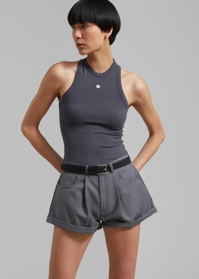 Women The Frankie Shop Bottoms Amy Pintuck Shorts Grey