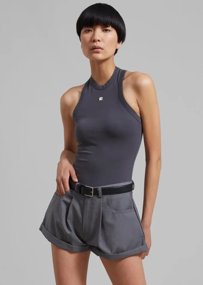 Women The Frankie Shop Bottoms Amy Pintuck Shorts Grey