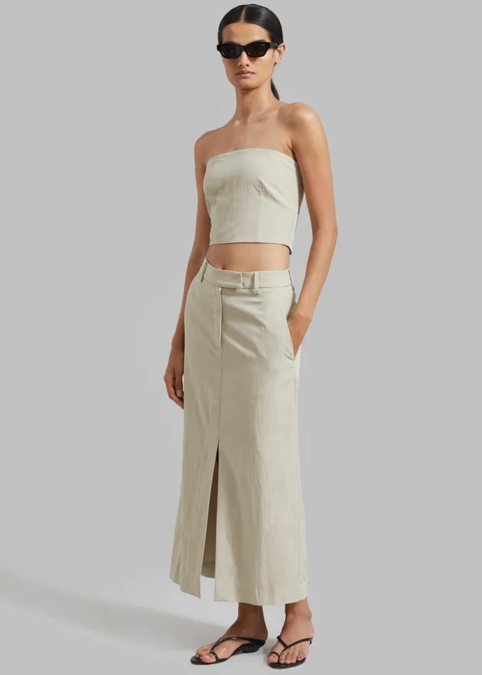 Women The Frankie Shop Bottoms Anastasia Slit Midi Skirt Sage