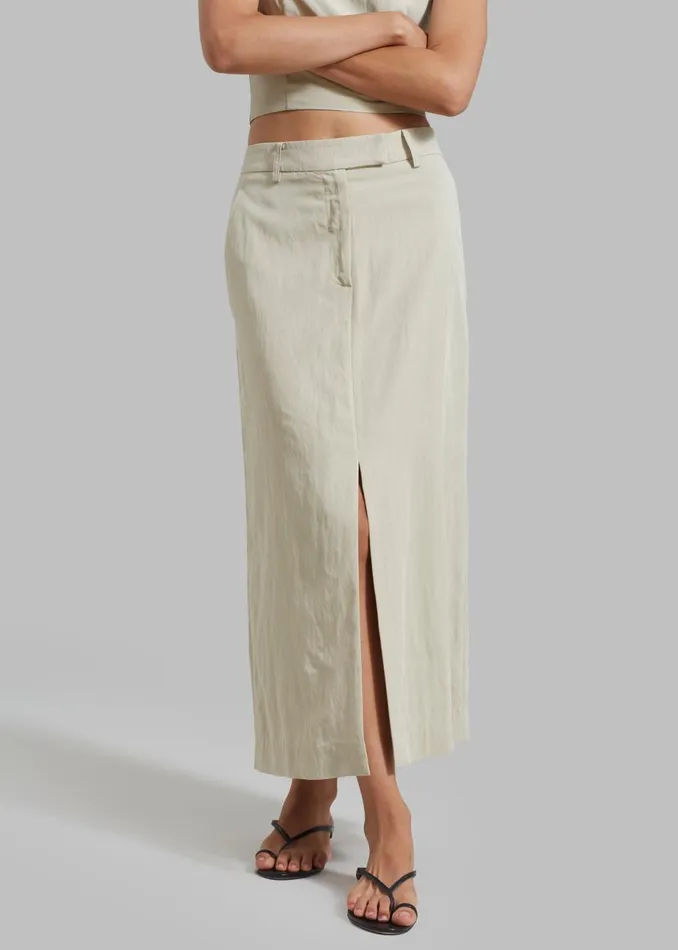 Women The Frankie Shop Bottoms Anastasia Slit Midi Skirt Sage