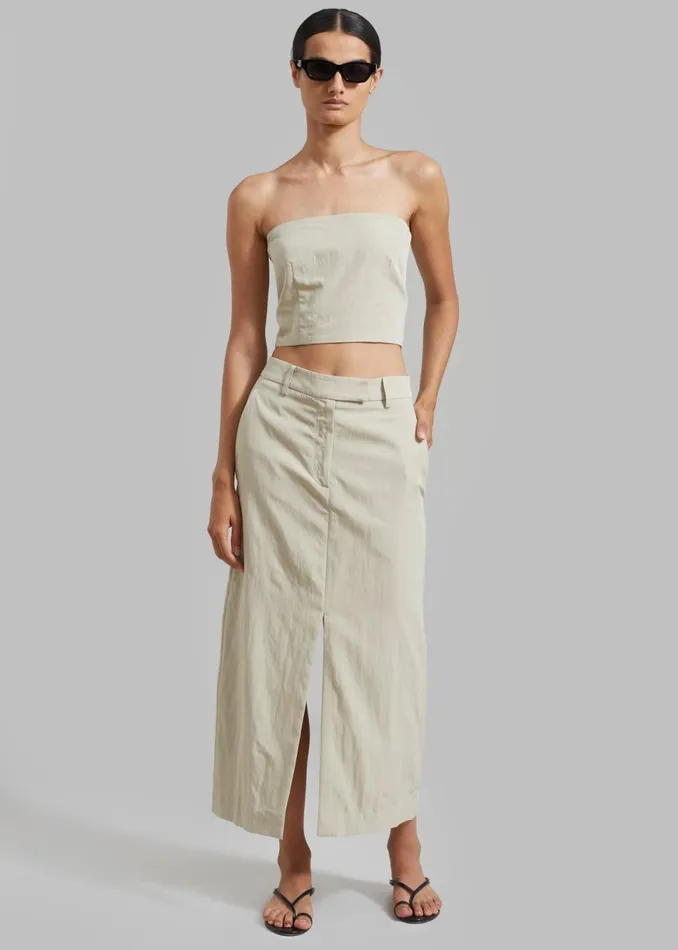 Women The Frankie Shop Bottoms Anastasia Slit Midi Skirt Sage
