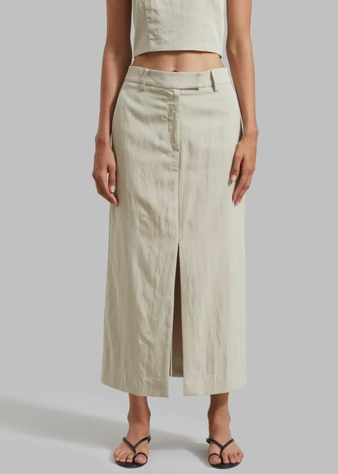 Women The Frankie Shop Bottoms Anastasia Slit Midi Skirt Sage