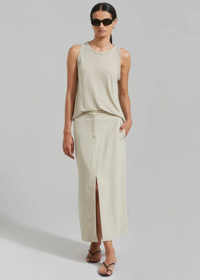 Women The Frankie Shop Bottoms Anastasia Slit Midi Skirt Sage