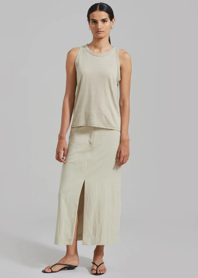 Women The Frankie Shop Bottoms Anastasia Slit Midi Skirt Sage