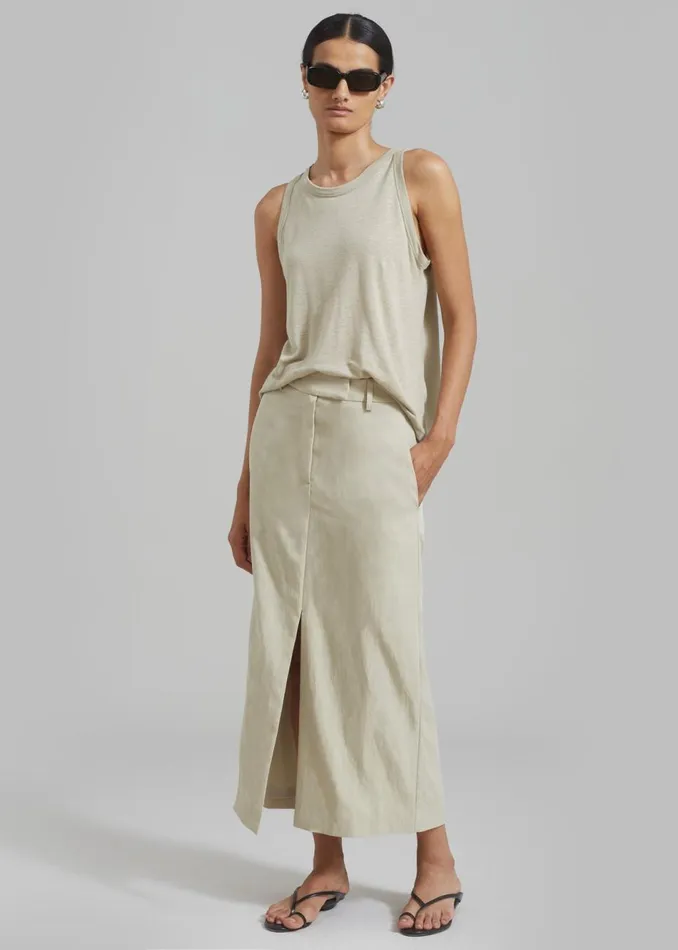 Women The Frankie Shop Bottoms Anastasia Slit Midi Skirt Sage