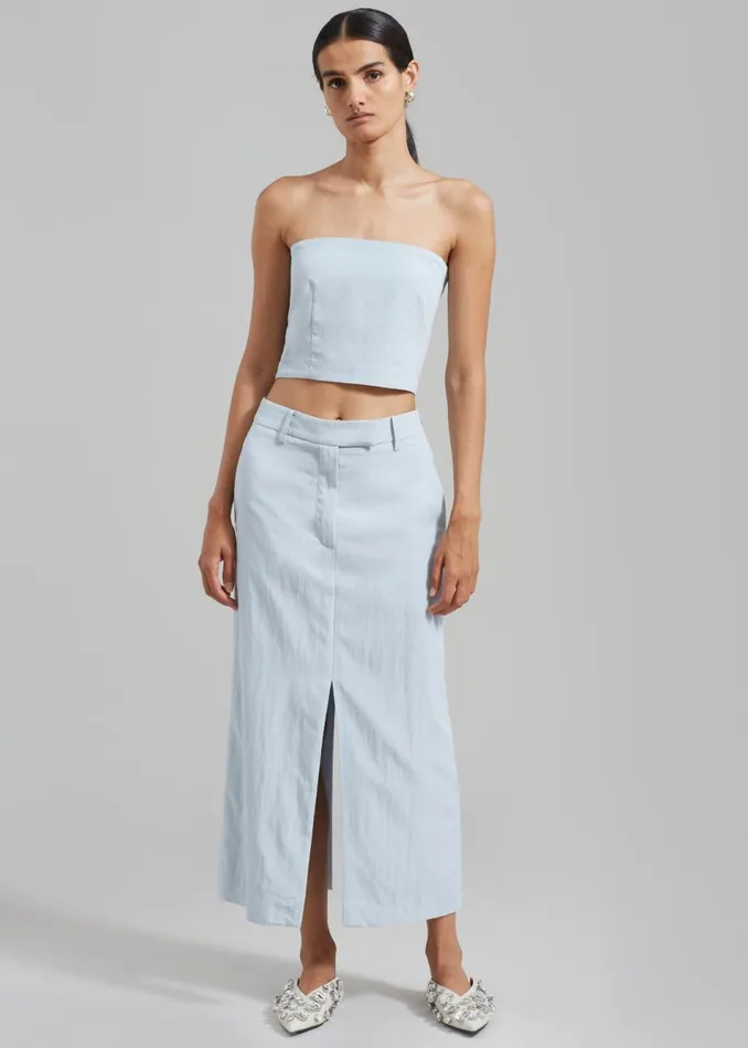 Women The Frankie Shop Bottoms Anastasia Slit Midi Skirt Sky