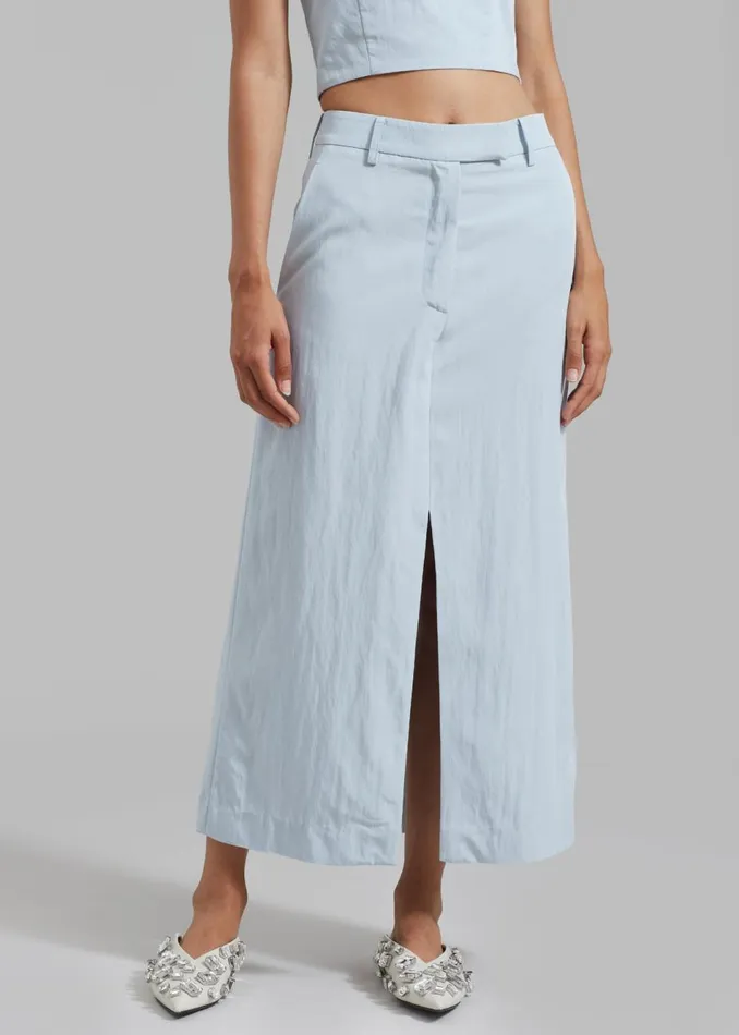 Women The Frankie Shop Bottoms Anastasia Slit Midi Skirt Sky