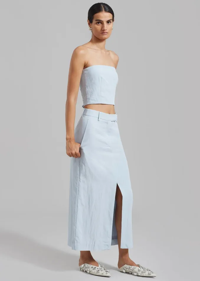 Women The Frankie Shop Bottoms Anastasia Slit Midi Skirt Sky