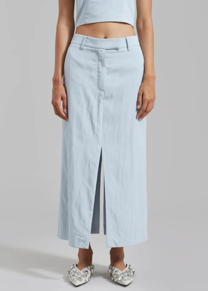 Women The Frankie Shop Bottoms Anastasia Slit Midi Skirt Sky