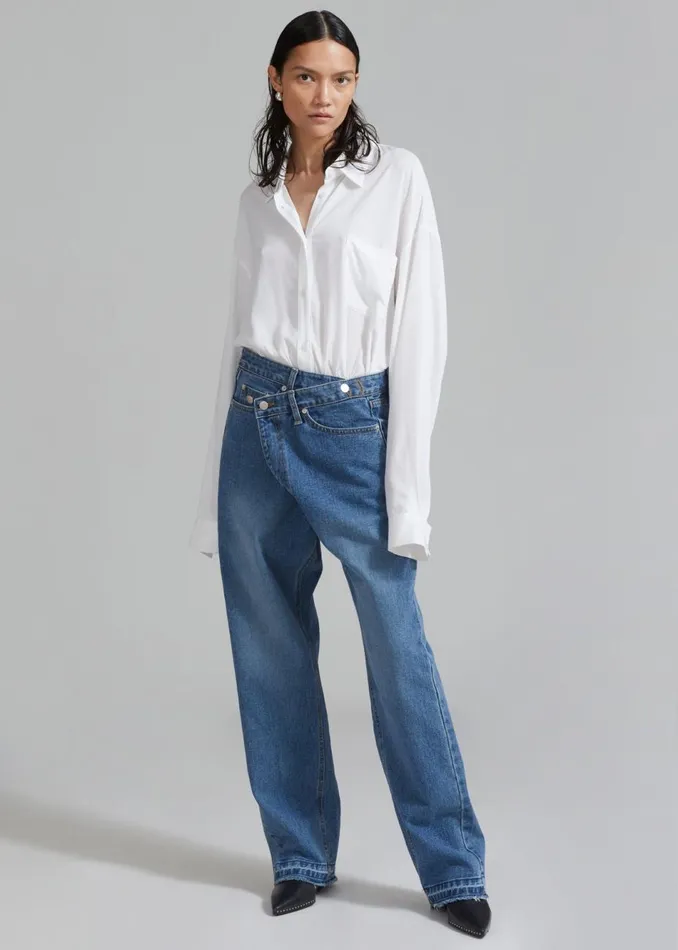 Women The Frankie Shop Bottoms Andrea Denim Pants Medium Wash