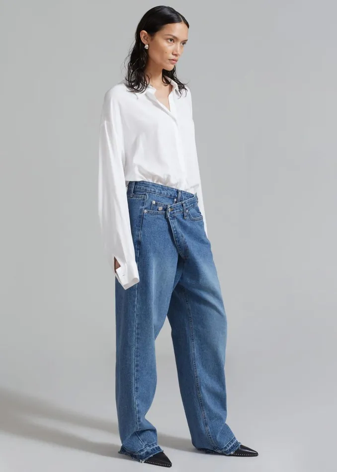 Women The Frankie Shop Bottoms Andrea Denim Pants Medium Wash