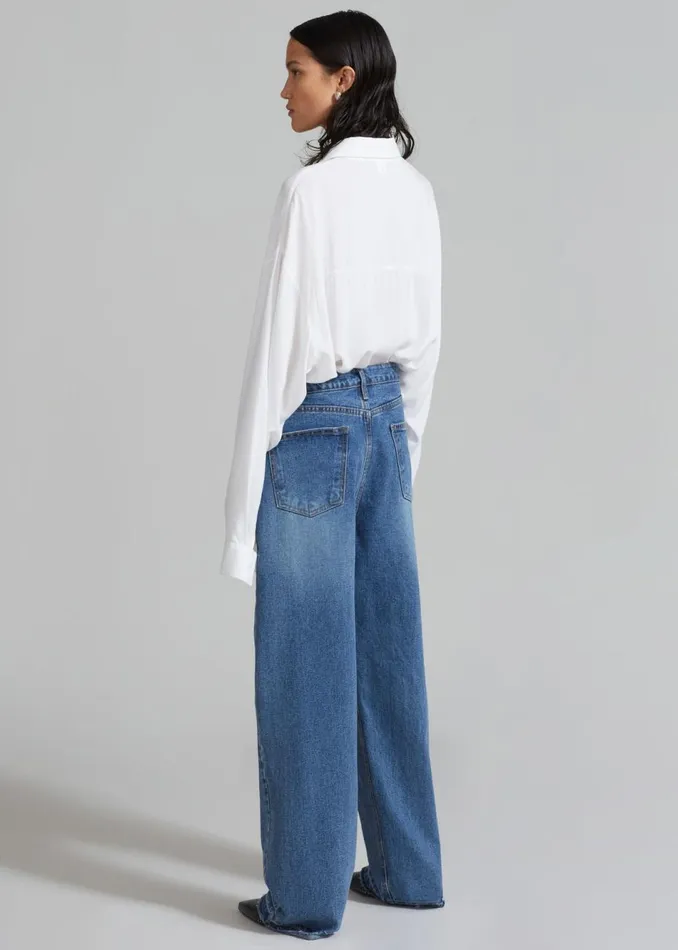Women The Frankie Shop Bottoms Andrea Denim Pants Medium Wash