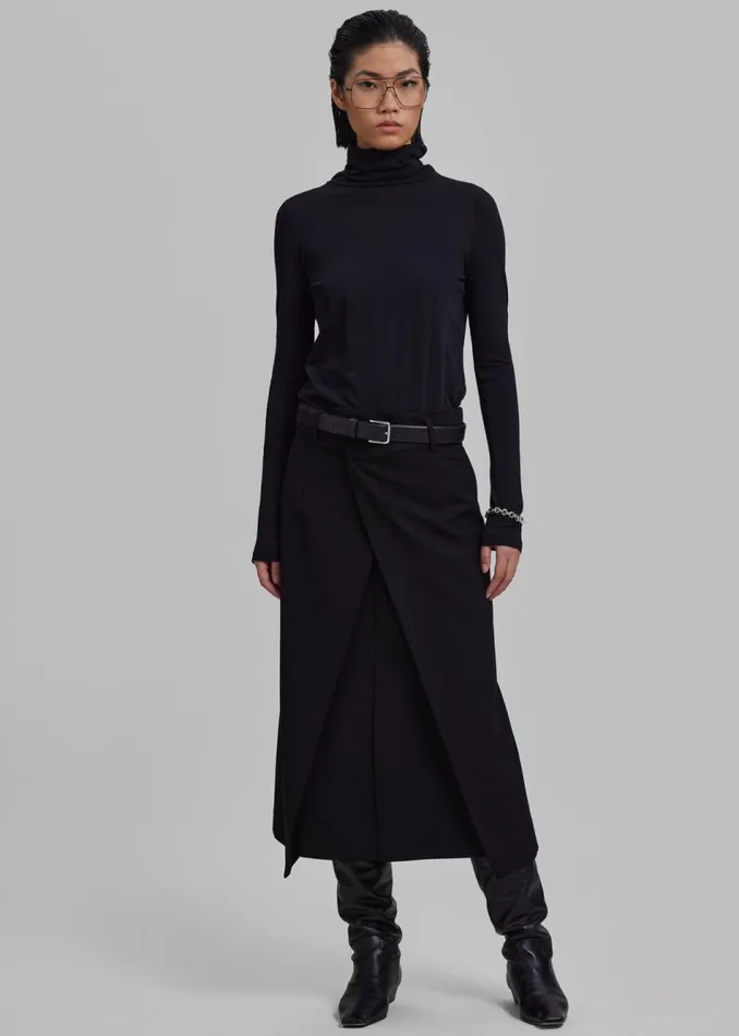 Women The Frankie Shop Bottoms Andy Midi Wrap Skirt Black