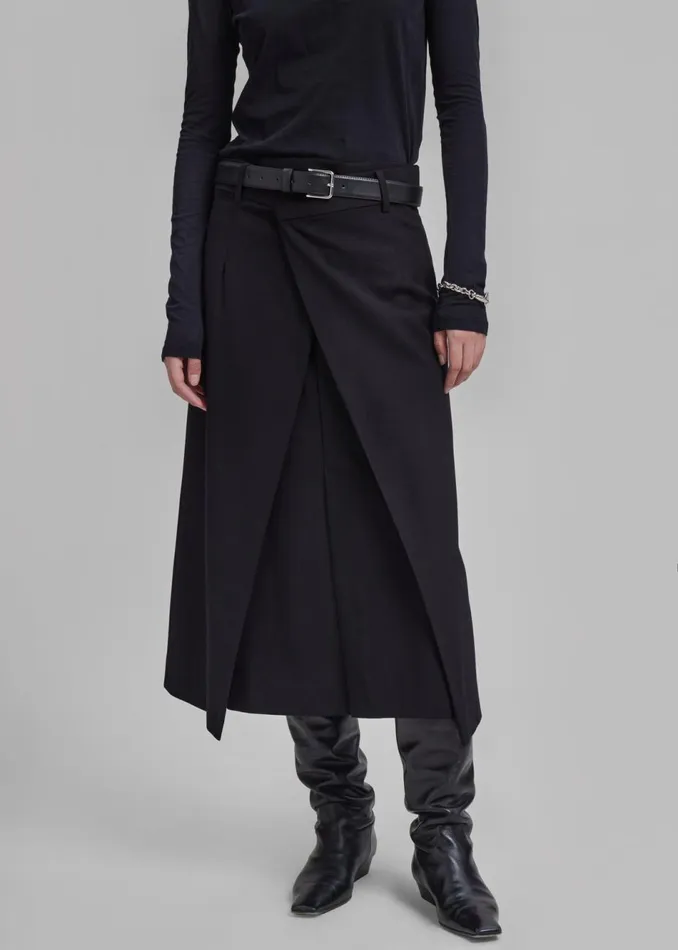 Women The Frankie Shop Bottoms Andy Midi Wrap Skirt Black