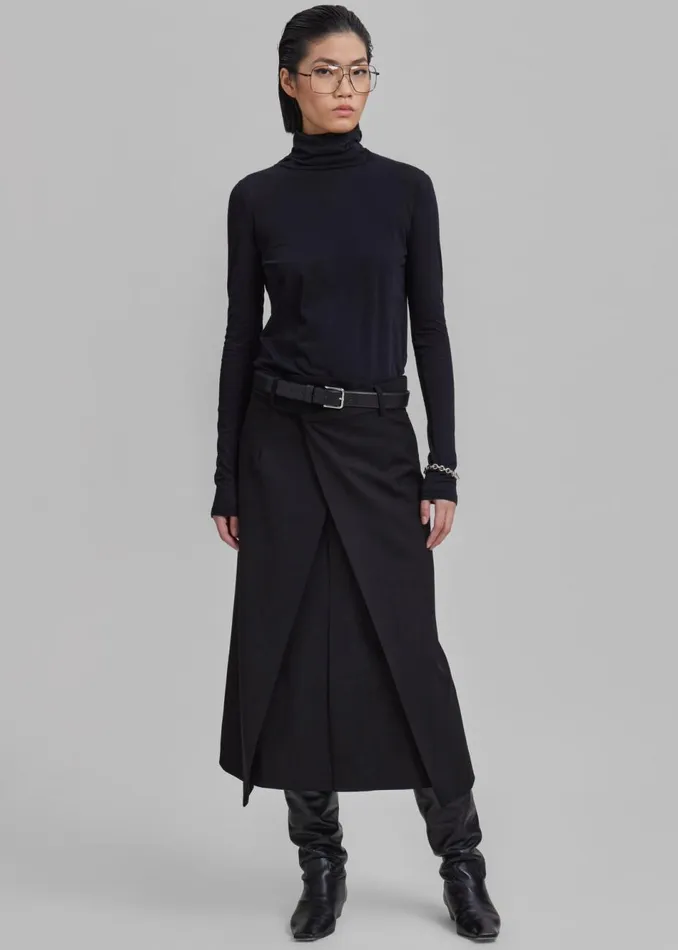 Women The Frankie Shop Bottoms Andy Midi Wrap Skirt Black