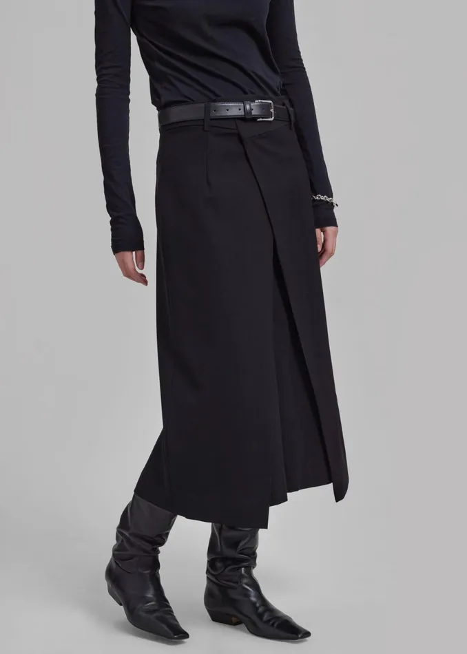 Women The Frankie Shop Bottoms Andy Midi Wrap Skirt Black
