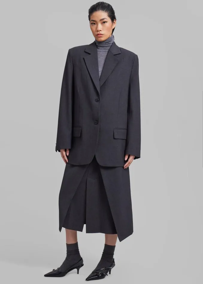 Women The Frankie Shop Bottoms Andy Midi Wrap Skirt Charcoal