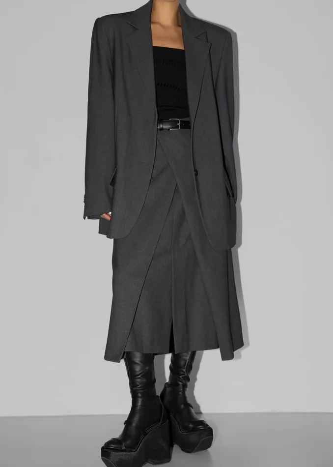 Women The Frankie Shop Bottoms Andy Midi Wrap Skirt Charcoal
