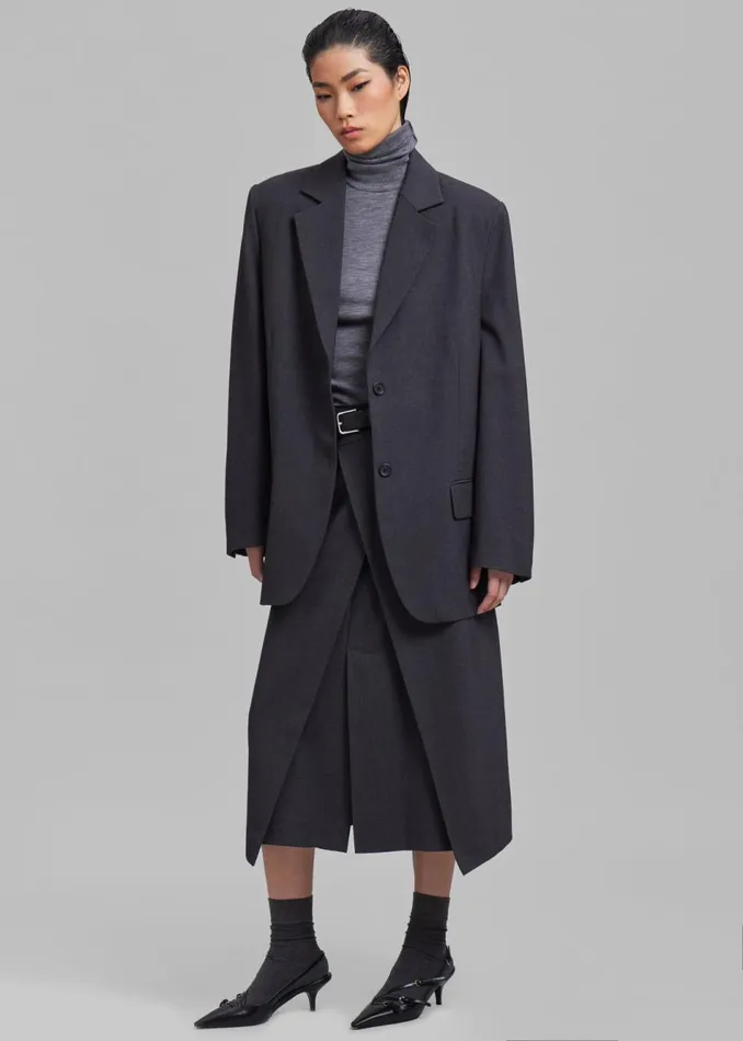 Women The Frankie Shop Bottoms Andy Midi Wrap Skirt Charcoal