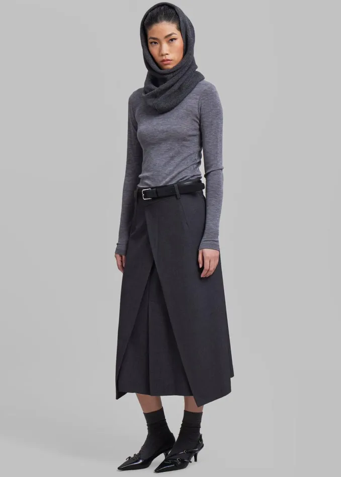Women The Frankie Shop Bottoms Andy Midi Wrap Skirt Charcoal