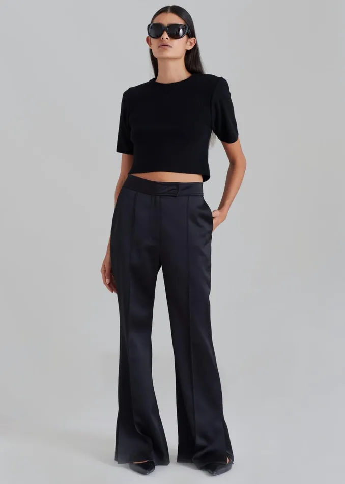 Women The Frankie Shop Bottoms Angelica Flare Pants Black
