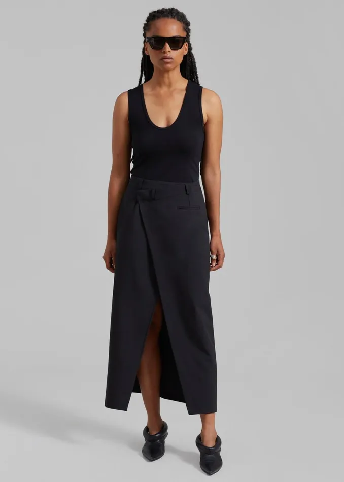 Women The Frankie Shop Bottoms Annabel Asymmetric Midi Skirt Black