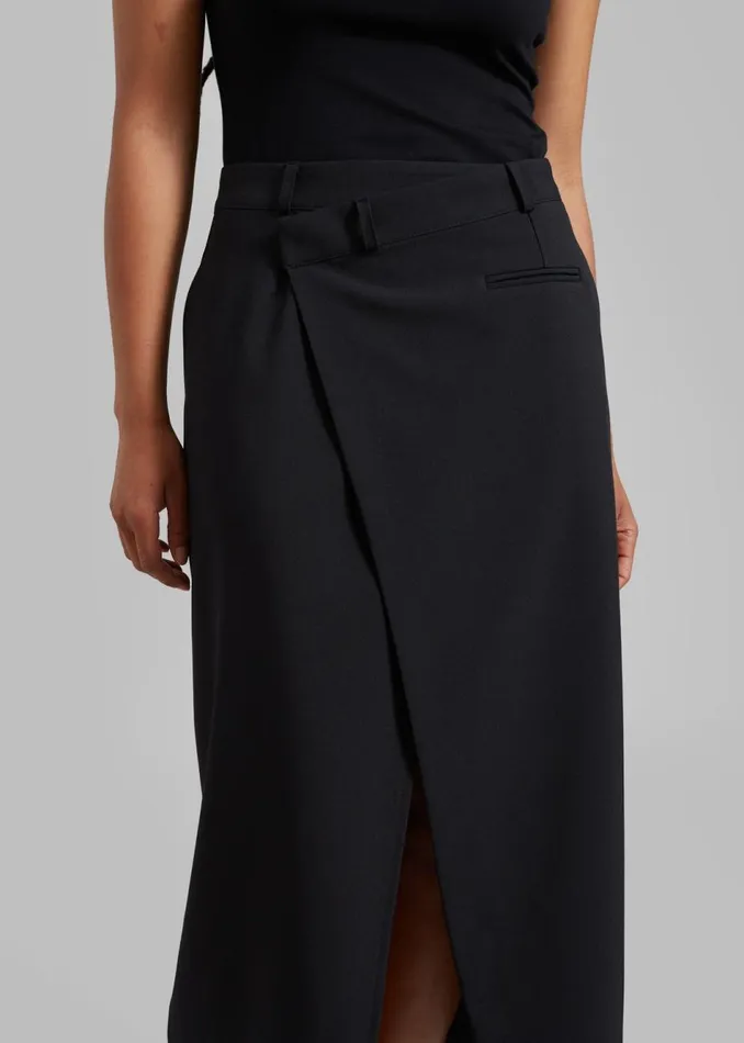 Women The Frankie Shop Bottoms Annabel Asymmetric Midi Skirt Black
