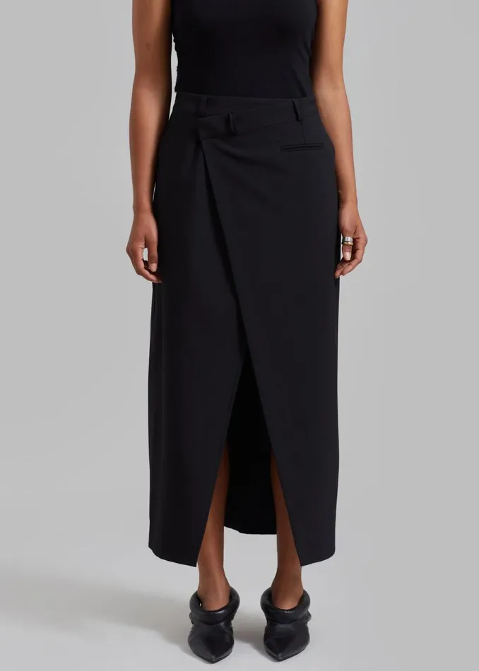 Women The Frankie Shop Bottoms Annabel Asymmetric Midi Skirt Black