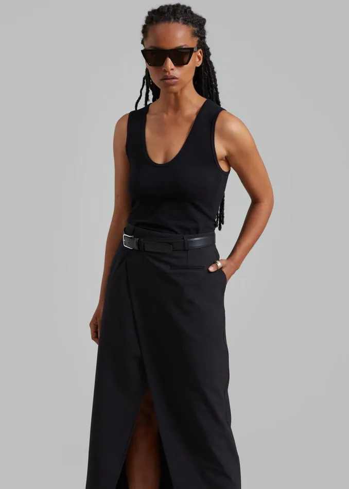 Women The Frankie Shop Bottoms Annabel Asymmetric Midi Skirt Black