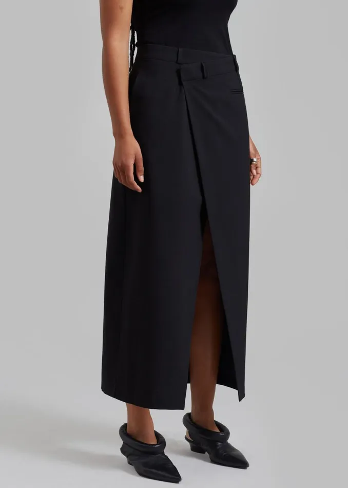 Women The Frankie Shop Bottoms Annabel Asymmetric Midi Skirt Black