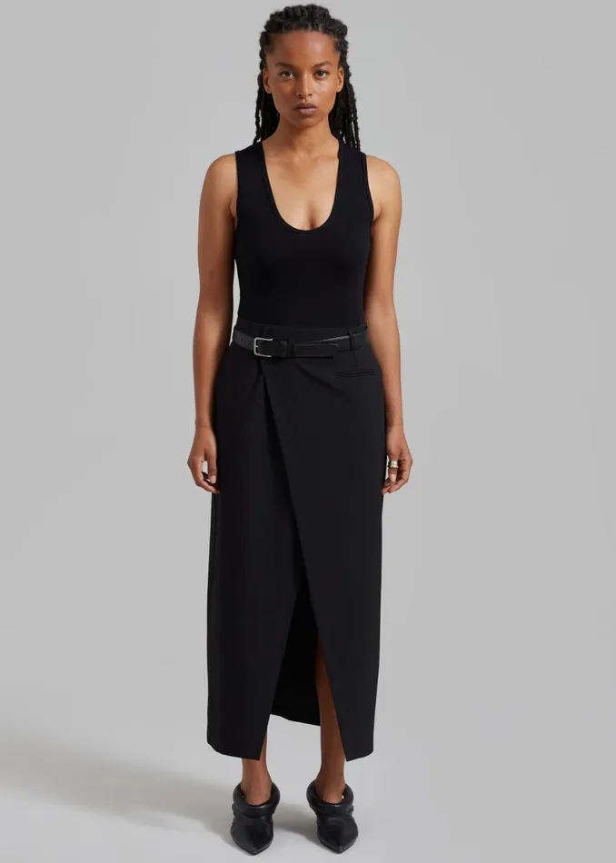 Women The Frankie Shop Bottoms Annabel Asymmetric Midi Skirt Black