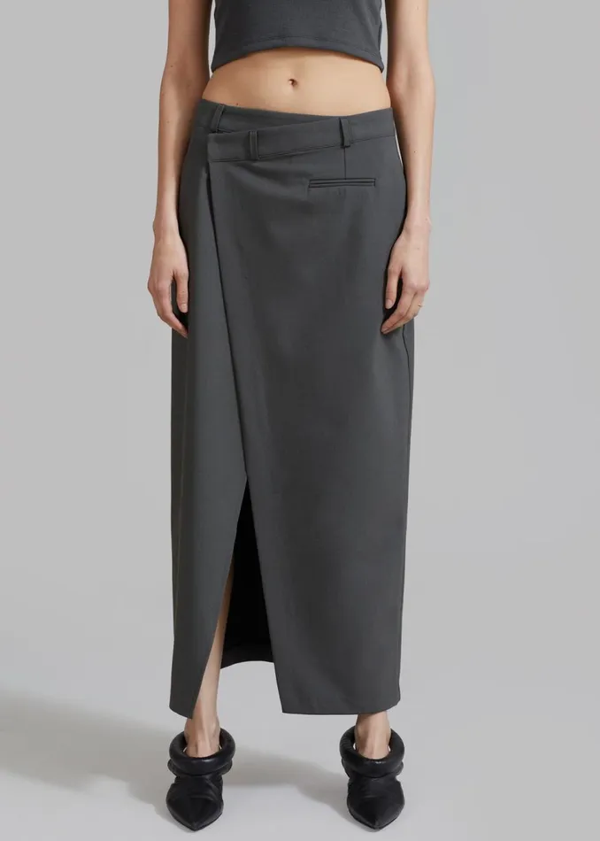 Women The Frankie Shop Bottoms Annabel Asymmetric Midi Skirt Grey