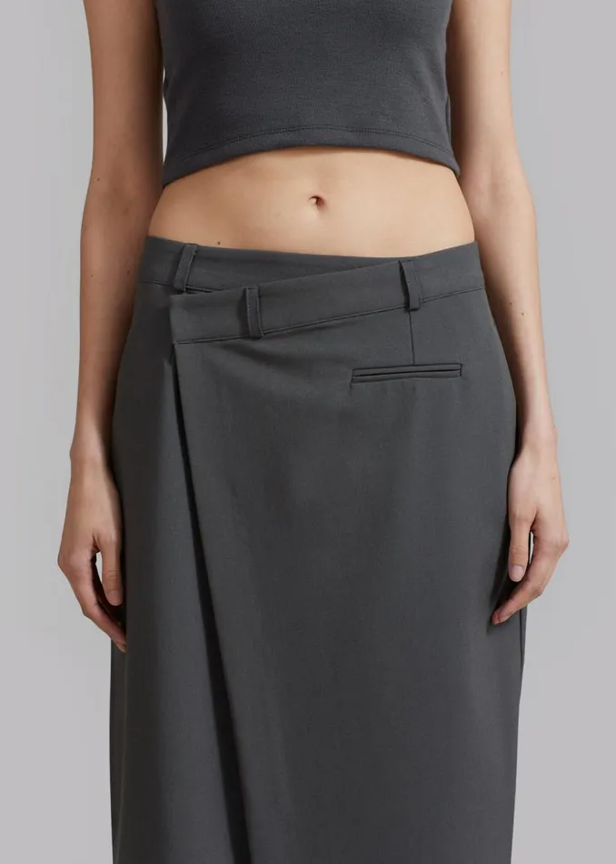 Women The Frankie Shop Bottoms Annabel Asymmetric Midi Skirt Grey