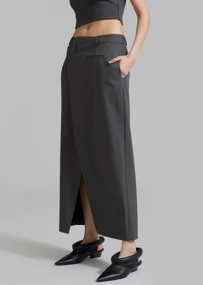Women The Frankie Shop Bottoms Annabel Asymmetric Midi Skirt Grey