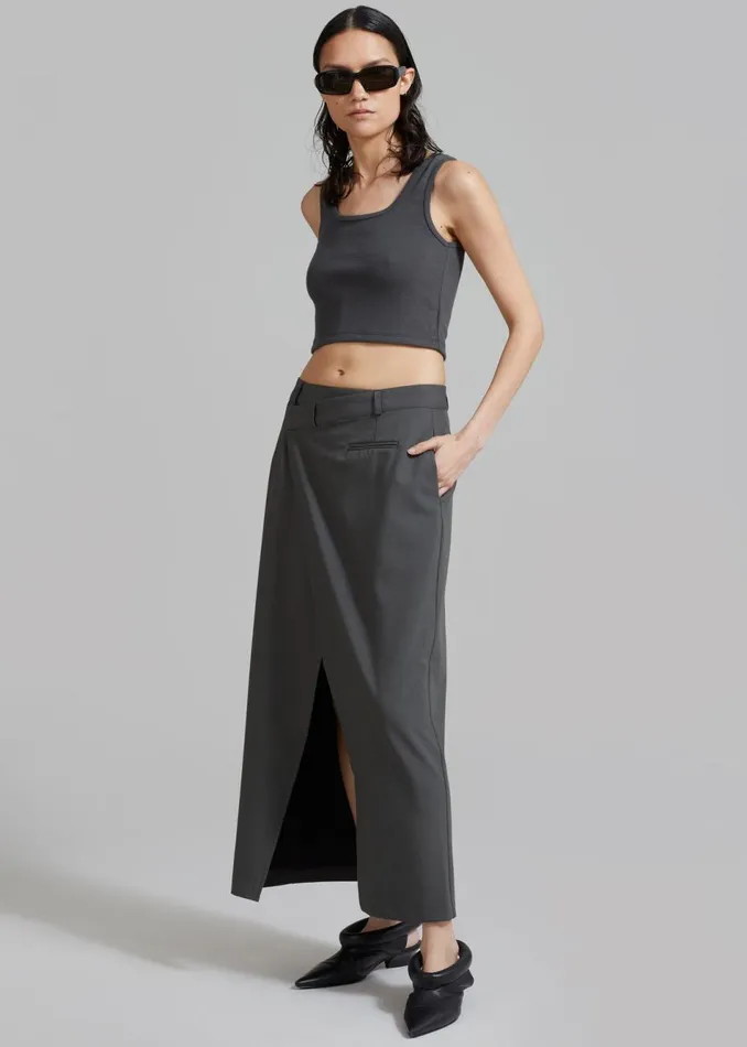 Women The Frankie Shop Bottoms Annabel Asymmetric Midi Skirt Grey