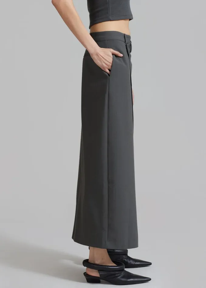 Women The Frankie Shop Bottoms Annabel Asymmetric Midi Skirt Grey