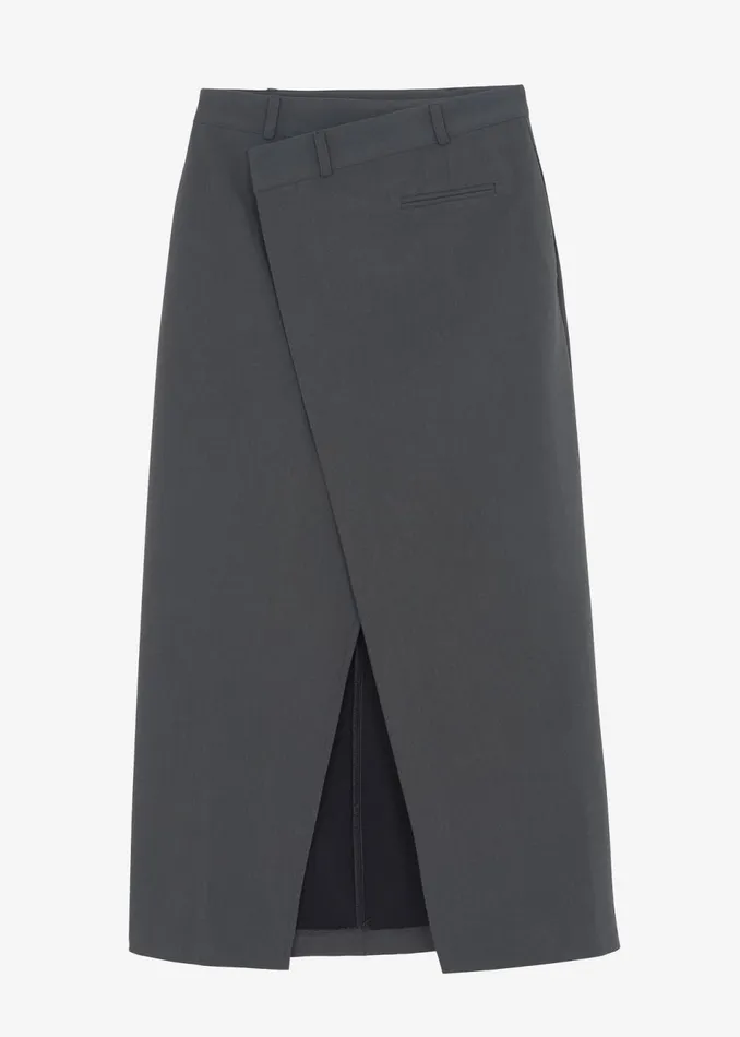 Women The Frankie Shop Bottoms Annabel Asymmetric Midi Skirt Grey