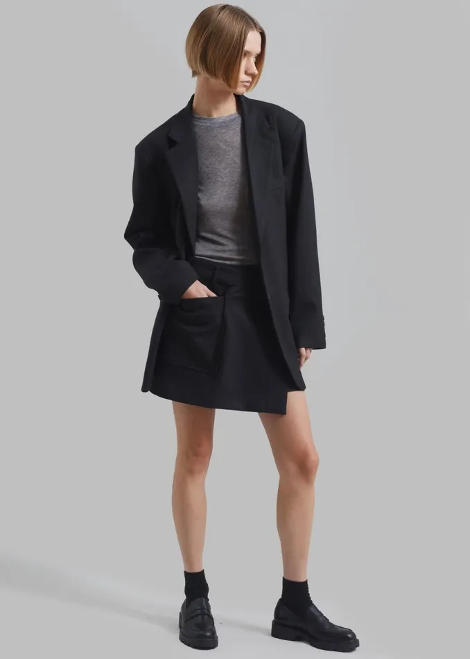 Women The Frankie Shop Bottoms Aris Wrap Mini Skirt Black Pinstripe