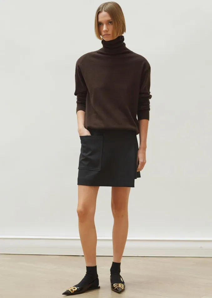 Women The Frankie Shop Bottoms Aris Wrap Mini Skirt Black Pinstripe