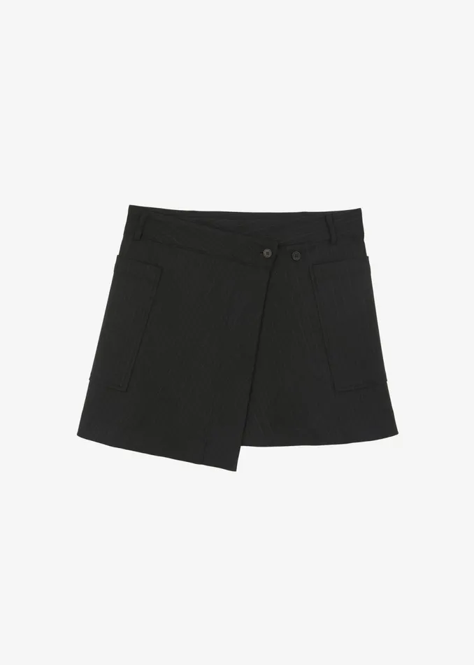 Women The Frankie Shop Bottoms Aris Wrap Mini Skirt Black Pinstripe